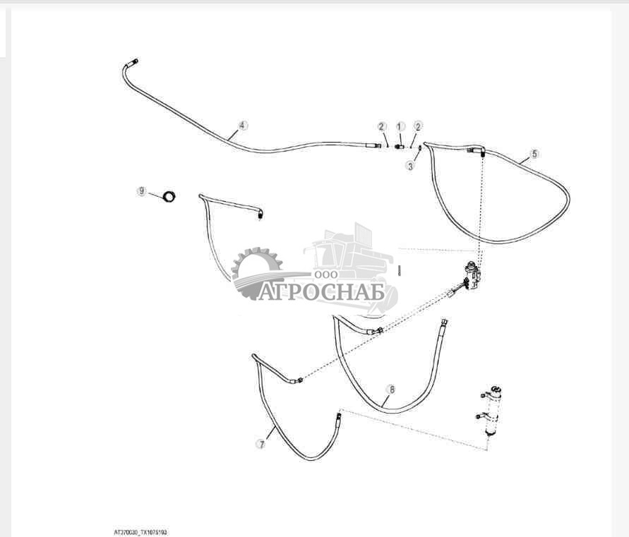 Трубопроводы рабочего тормозного клапана (прямой привод) 